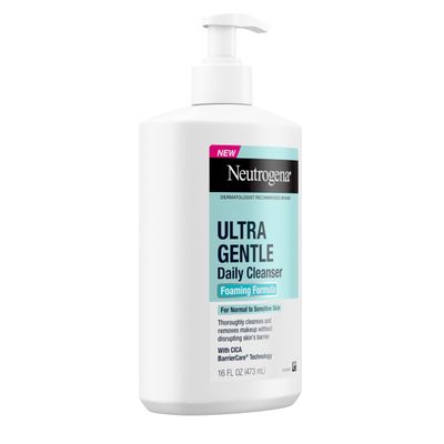 Neutrogena Fragrance Free Ultra Gentle Foaming Daily Cleanser, Hydrating Face Wash for Sensitive Skin, Removes Makeup &amp; Gently Cleanses Without Over Drying, Hypoallergenic, 16 fl. oz