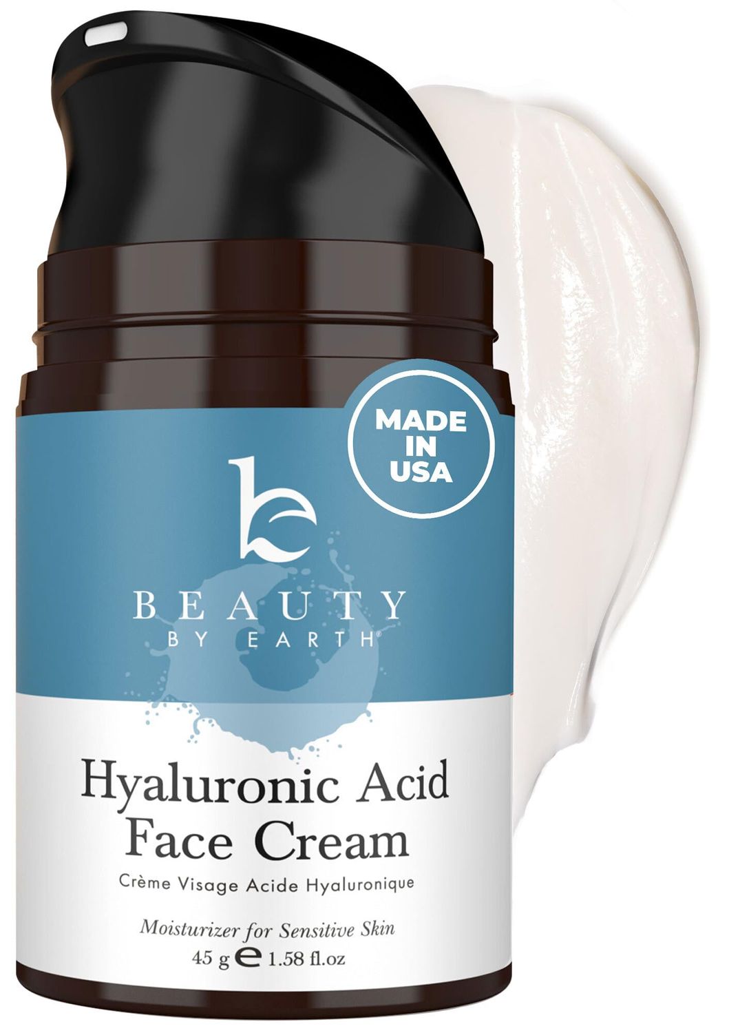 Hyaluronic Acid Moisturizer for Face - USA Made with Organic &amp; Natural Ingredients, Hydrating Anti Aging Face Moisturizer for Dry Skin with Glycerin &amp; Vitamin E, Unscented Anti Wrinkle Cream