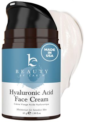 Hyaluronic Acid Moisturizer for Face - USA Made with Organic &amp; Natural Ingredients, Hydrating Anti Aging Face Moisturizer for Dry Skin with Glycerin &amp; Vitamin E, Unscented Anti Wrinkle Cream