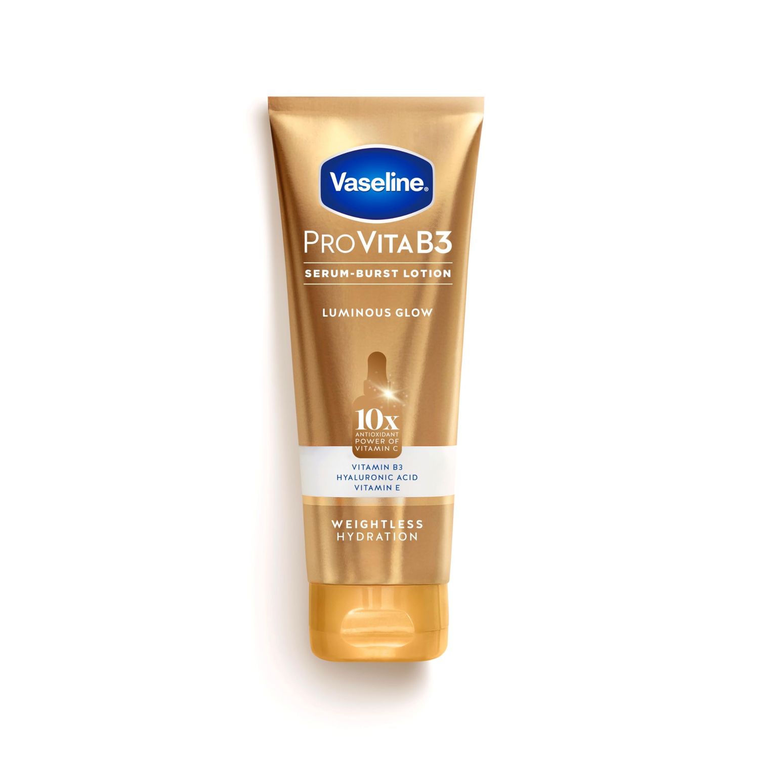 Vaseline Pro VitaB3 Serum Burst Lotion Luminous Glow Healthy, Glowing Skin, Lightweight 10x Antioxidant Power of Vitamin C with Vitamin B3, Hyaluronic Acid &amp; Vitamin E, 7.5 Fl Oz