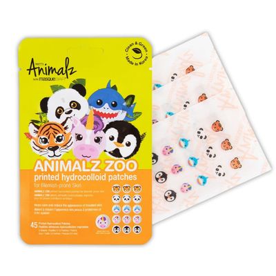 masque BAR Pretty Animalz Acne Printed Hydrocolloid Patches - Extracts Oil and Impurities, Conceals Blemishes and Acne