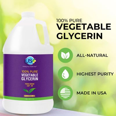 US+ 100% Pure Vegetable Glycerin - Pharmaceutical &amp; Food Grade (USP) - Premium Quality All-Natural Moisturizer &amp; Cleanser - For skin, hair, soaps &amp; more (1 Gallon)