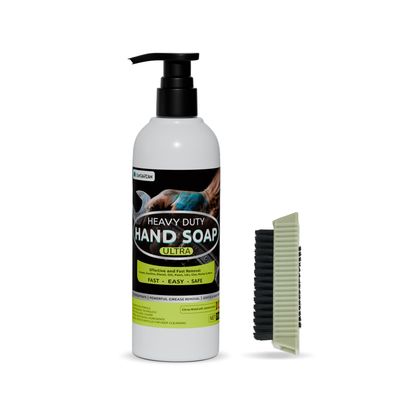 Jungarian Industrial Hand Cleaner for Auto Mechanics with Brush - Odour-removing Mechanic Soap for Hands - Tough Dirt Buster for Auto Mechanics, Manufacturing, Home painting DIY projects (17.6oz)