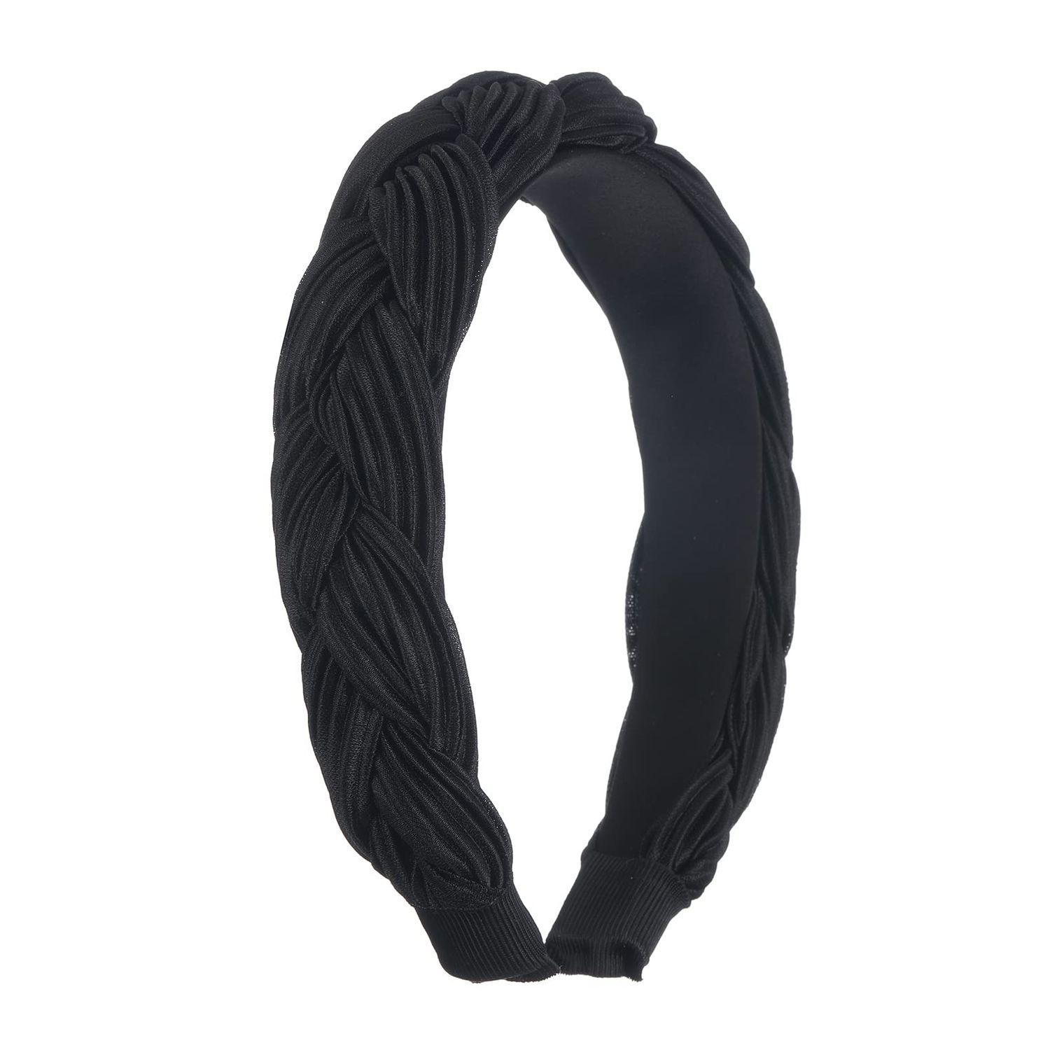 RACHEL ROY Thick Headbands for Women | Wide Black Velvet Braided Cute Handmade Makeup Hair Band for Girls Thin Hair | Skincare and Boho Spring Headband for Washing Face