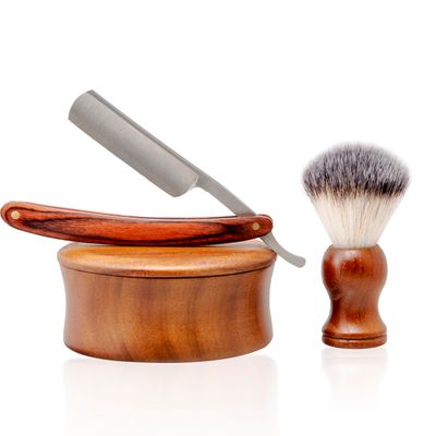 Men&#39;s Classic Shaving Set, Danweix Safety Straight Razor Shaving Brush with Wooden Shaving Soap Bowl Professional Barber Choice for Gentlemen