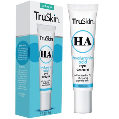 TruSkin Eye Cream for Dark Circles and Puffiness - With Hyaluronic Acid, Glycolic Acid, Vitamins C, B5 &amp; E to Hydrate Delicate Under Eye Skin - Dark Circles Under Eye Cream for Women, 0.5 fl oz