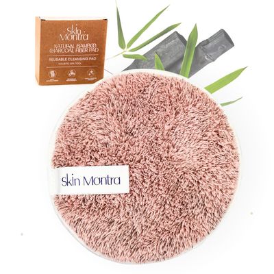 SKIN MANTRA - Bamboo Charcoal Makeup Pads for Makeup Removal and Cleansing - Washable Eco-Friendly Reusable Pads - Soft Natural Bamboo Fibers for All Skin Types,Single Pad, [ Pink ]