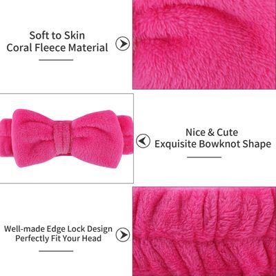 Ondder 8 Pack Bowknot Makeup Headbands - Fluffy Facial Cosmetic Hair Bands for Women and Girls, Ideal for Washing, Skincare, and Spa Use