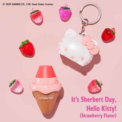 Lip Smacker Hello Kitty Lip Balm, Ice Cream Flavored Moisturizing, Smoothing Soft Shine, Hydrating &amp; Protecting Fun Tasty Flavors, Cruelty-Free - Ice Cream