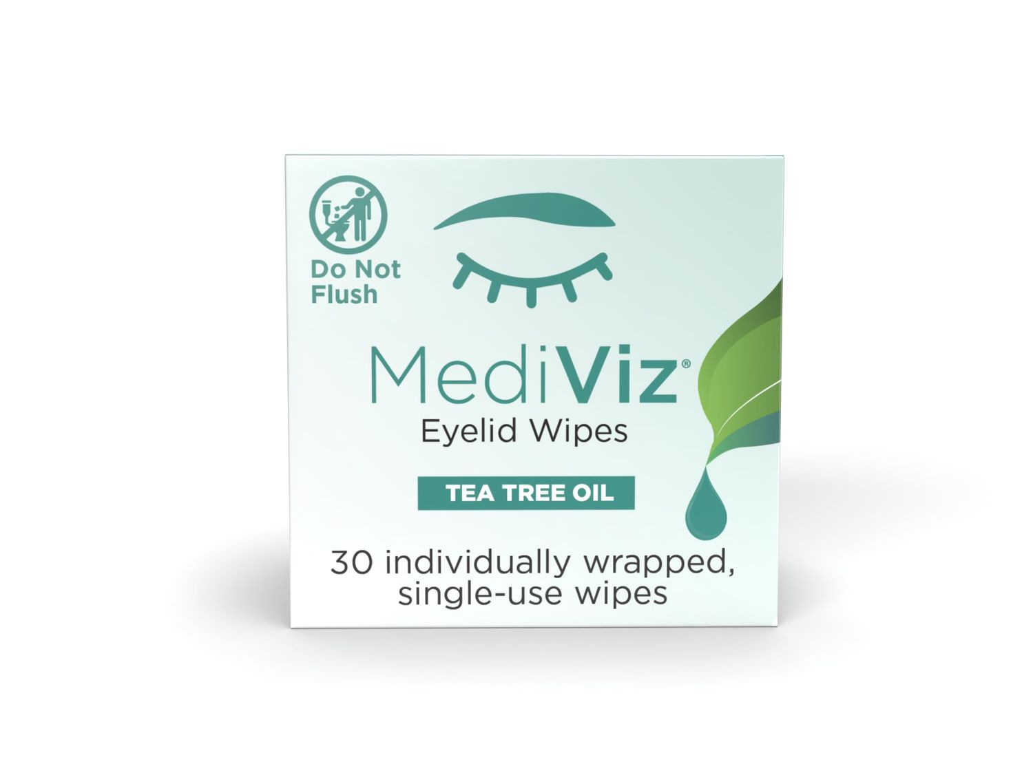 MediViz Tea Tree Eyelid Cleanser Wipes - 30 Single-Use Towelettes - Eyelash &amp; Eyelid Wipes for Soothing Dry Eye Irritation, Demodex Removal &amp; More