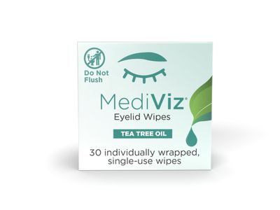 MediViz Tea Tree Eyelid Cleanser Wipes - 30 Single-Use Towelettes - Eyelash &amp; Eyelid Wipes for Soothing Dry Eye Irritation, Demodex Removal &amp; More