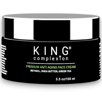 KING complexion Luxury Black Men Skincare - Organic - 5% Retinol Face Cream - Large 3.5 oz Jar - Shea Butter - Anti Aging Mens Face Cream - Glowing Youthful Skin - Reduces Acne - Black Owned Skincare