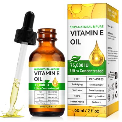 Liefiet Vitamin E Oil Blend 75,000 IU, Natural Vitamin E Oil for Skin, Face and Scars, Body Bath Oil Moisturizing Dry Skin and Winkles 2Fl Oz
