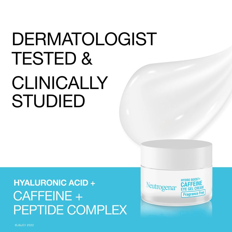 Neutrogena Hydro Boost + Eye Cream for Dark Circles &amp; Puffiness, Under Eye Cream with Caffeine, Hyaluronic Acid and Peptides, Fragrance Free, 0.5 oz