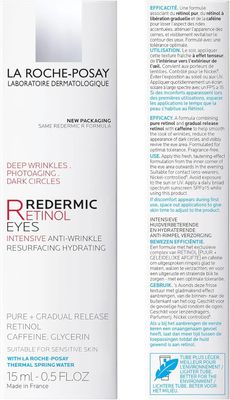 La Roche-Posay Redermic R Eyes Retinol Eye Cream, Anti-Aging Eye Cream to Reduce Wrinkles and Dark Circles With Pure Retinol and Caffeine, 0.5 Fl Oz (Pack of 1)