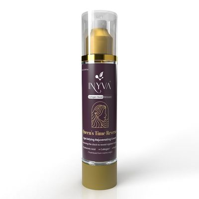 INYVA Skincare Time Reverse Anti Aging Cream With Hyaluronic Acid, Collagen, Elastin &amp; Vitamin E Skin Firming, Hydrating, Wrinkle Reduction &amp; Skin Rejuvenation - 1.7 Oz