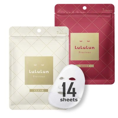 Lululun 14pc Facial Mask Sheet for Daily Use, Japanese Organic &amp; Natural Anti-aging Face Skincare, Moisturizing &amp; Hydrating Face Sheet Mask for Dry &amp; Damaged Skin &amp; Daily Use, PRECIOUS Series