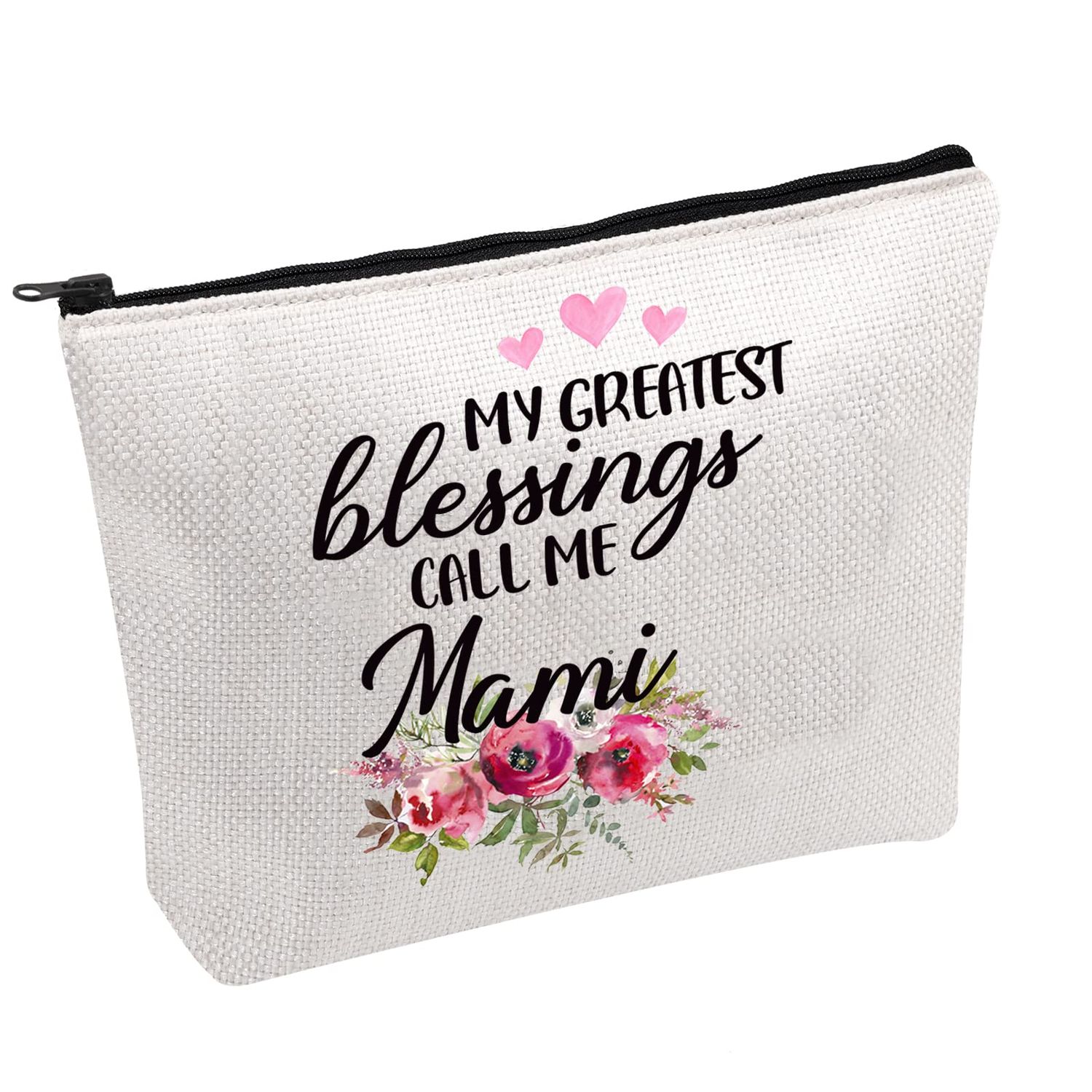 PWHAOO Mami Gifts My Greatest Blessings Call Me Mami Makeup Bag Mother&#39;s Day Gift For Mom Grandma (Call Me Mami B)