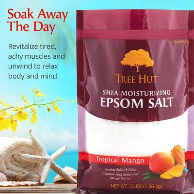 Tree Hut Shea Moisturizing Epsom Salt Tropical Mango, Ultra Hydrating Epsom for Nourishing Essential Body Care, 3 Pound (Pack of 1)
