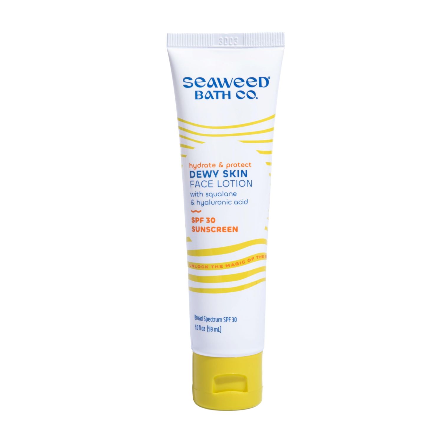 Seaweed Bath Co. Hydrate &amp; Protect Dewy Skin Face Lotion SPF 30 Broad Spectrum Zinc Oxide Facial Sunscreen, 2 Ounce, Sustainably Harvested Seaweed, Hyaluronic Acid, Squalane