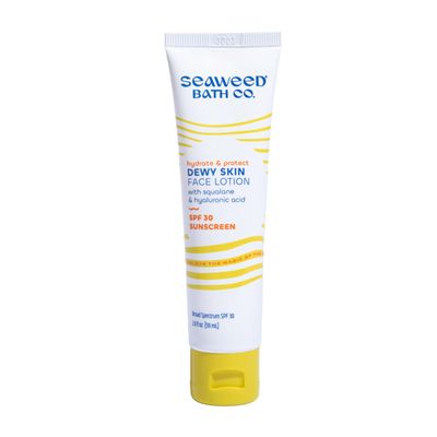 Seaweed Bath Co. Hydrate &amp; Protect Dewy Skin Face Lotion SPF 30 Broad Spectrum Zinc Oxide Facial Sunscreen, 2 Ounce, Sustainably Harvested Seaweed, Hyaluronic Acid, Squalane