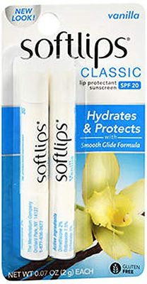 Softlips Lip Protectant/Sunscreen SPF 20, Vanilla (2 count)