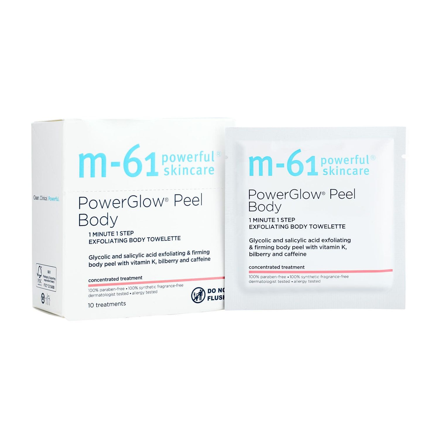 M-61 PowerGlow Peel Body - Glycolic and salicylic acid exfoliating and firming body peel with vitamin K, bilberry and caffeine