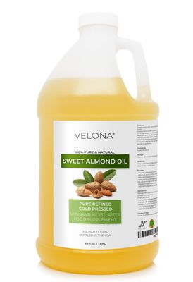 velona Sweet Almond Oil - 64 Fl Oz | 100% Pure and Natural Carrier Oil | Refined, Cold Pressed | Skin, Hair, Body &amp; Face Moisturizing | Use Today - Enjoy Results
