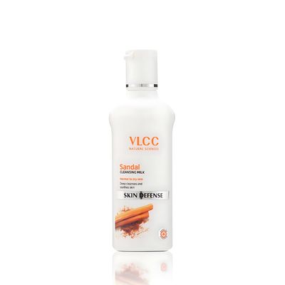 VLCC Natural Sandal Cleansing Milk for Normal to Dry Skin | Gently Removes Make Up &amp; Impurities | Deeply Cleanses and Soothes Skin | Non-Foaming | 3.38 Fl Oz/100 ml