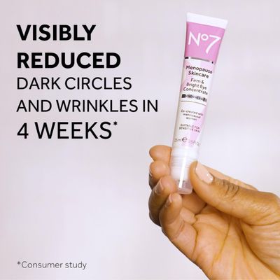 No7 Menopause Skincare Firm &amp; Bright Eye Concentrate - Revitalizing Eye Cream for Dark Circles, Wrinkles &amp; Under Eye Puffiness - Menopause Relief Cooling Eye Roller for Refreshing Tired Eyes (15 ml)