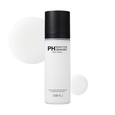SAMU PH Sensitive Cream Mist Ceramide Face Mist Hyaluronic Acid Centella Asiatica CICA Hydrating Facial Mist Dewy Glowy Skin pH Balance Care For Dry and Sensitive Skin Korean Skin Care, 3.38 Fl. Oz