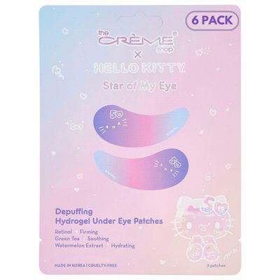The Crme Shop x Hello Kitty Star Of My Eye Depuffing Hydrogel Under Eye Patches, Hydrating Under Eye Patches for Puffy Eyes and Dark Circles - 50th Year Anniversary Limited Edition (Pack of 6)