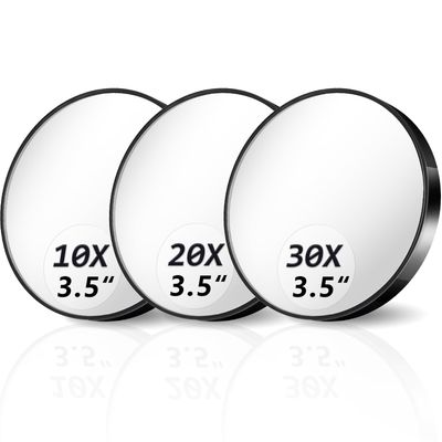 Magnifying Mirror 10X&amp;20X&amp;30X Set, Magnified Mirror 3.5&quot; with Two Suction Cups and Tweezers, Travel Magnifying Mirror Comes with Portable Storage Bag, Compact Small Magnifying Mirror for Travel(Black)