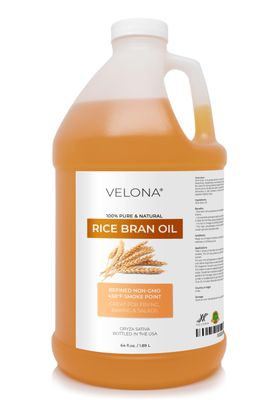 velona Rice Bran Oil 64 Fl Oz | 100% Pure and Natural Carrier Oil | Refined, Cold Pressed | Cooking, Face, Hair, Body &amp; Skin Care | Use Today - Enjoy Results