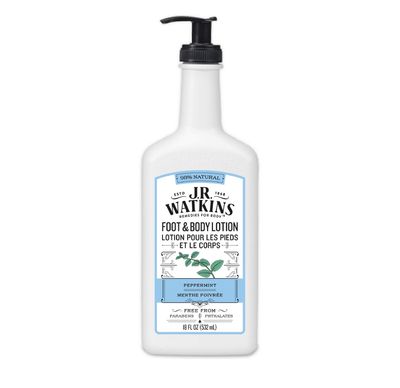 J R Watkins Foot &amp; Body Lotion, Peppermint, 18 fl oz (532 ml)