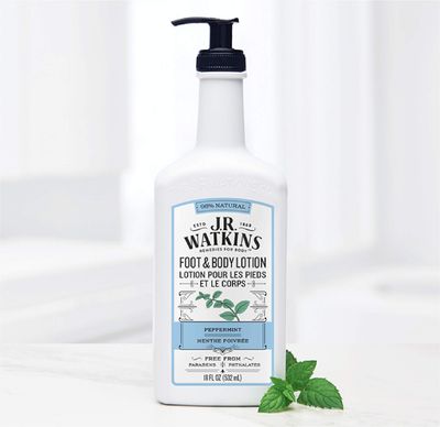 J R Watkins Foot &amp; Body Lotion, Peppermint, 18 fl oz (532 ml)