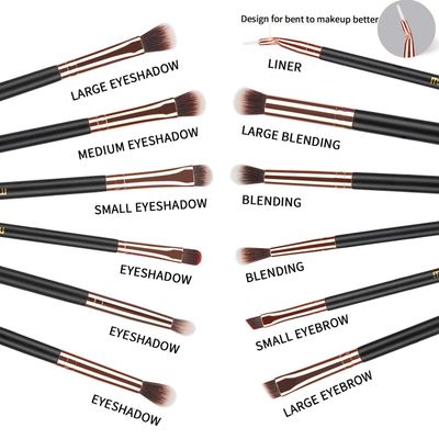 MSQ Eye Makeup Brushes 12pcs Rose Gold Eyeshadow Makeup Brushes Set with Soft Synthetic Hairs &amp; Real Wood Handle for Eyeshadow, Eyebrow, Eyeliner, Blending(without bag)