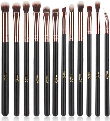 MSQ Eye Makeup Brushes 12pcs Rose Gold Eyeshadow Makeup Brushes Set with Soft Synthetic Hairs &amp; Real Wood Handle for Eyeshadow, Eyebrow, Eyeliner, Blending(without bag)