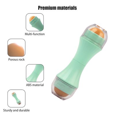 Shaoduoli Oil Absorbing Volcanic Roller,Facial Oil Resistant Rolling Stone Ball,Face Oily Skin Control Tool,Instant Results,Remove Excess Shiny,Double-end/Reusable/Washable/Replaceable