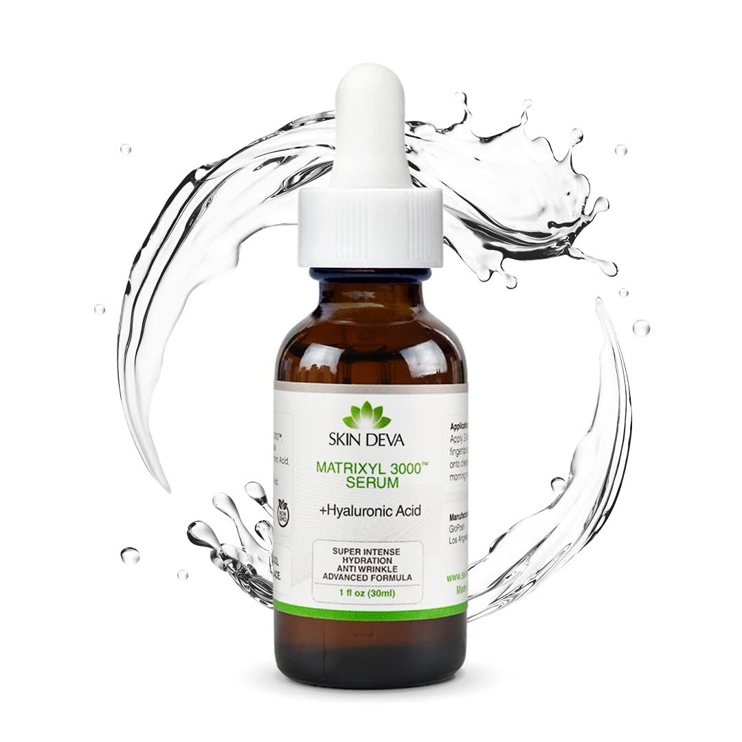 SKIN DEVA 1 fl oz Matrixyl 3000 with Hyaluronic Acid Serum Peptides Serum For Face Hydration with Hyaluronic Acid Stimulates Collagen Repair Mechanisms Lightweight Anti Aging Moisturizer
