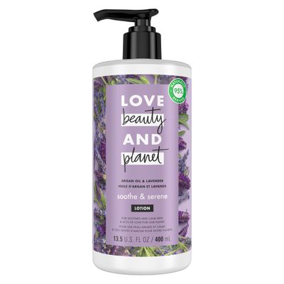 Love Beauty and Planet Soothe &amp; Serene Body Lotion for Soothed Skin Argan Oil &amp; Lavender Natural Ingredients, Plant-Based Moisturizers, Vegan, Cruelty-Free 13.5 oz