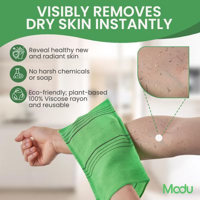 Modu 10 Pcs Korean Exfoliating Mitt Bath Washcloth 9.1 X 6 in-Asian Italy Towel (Large 10 Pcs Green)