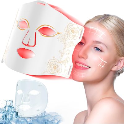 Red Light Therapy Mask for Face, 2 in 1 Ice Pack And Light Therapy for Face 7+1 Near Infrared Healing Face Mask Light Therapy, Portable Rechargeable Redlight-Therapy Device Face Anti Aging Wrinkles