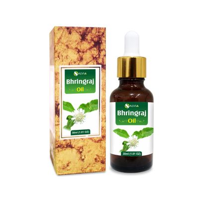Salvia Bhringraj Oil (Eclipta alba) Pure &amp; Natural - Undiluted Uncut Cold Pressed Premium Oil Use for Aromatherapy, Skin Care &amp; Hair - Therapeutic Grade (1.01 Fl Oz with dropper)