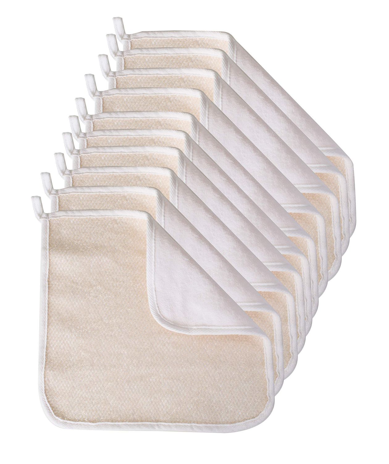Paradiso Soft-Weave Wash Cloths, Cleansing and Exfoliating, White, Pack of 10