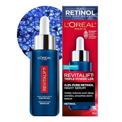 &#39;L&#39;Oreal Paris Revitalift Triple Power LZR Retinol Night Serum For Face, With 0.3% Pure Retinol, Moisturizes Skin and Eliminates Deep Wrinkles, For All Skin Types, 30ml