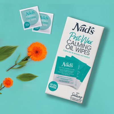 Nads Post Wax Calming Oil Wipes - Refill Pack with 20 Oil Wipes, Wax Remover Wipes, After Wax Wipes