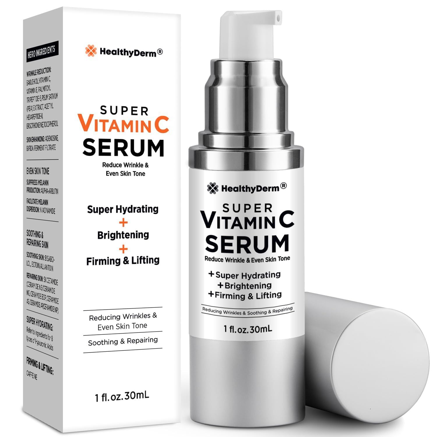 Super Vitamin C Serum for Women Over 70: Vitamin C, Hyaluronic Acid, Vitamin E, Caffeine, Hydrating, Lifting, Face Wrinkle &amp; Age Spots Reduction