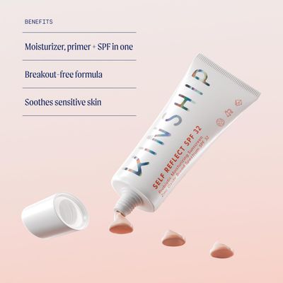 Kinship Self Reflect Probiotic Moisturizing Sunscreen SPF 32 - For Face & Body - Lightweight 100% Mineral SPF for Sensitive Skin - Sheer Zinc Oxide Sunblock - Clean & Reef Safe - Vegan (3.5oz)