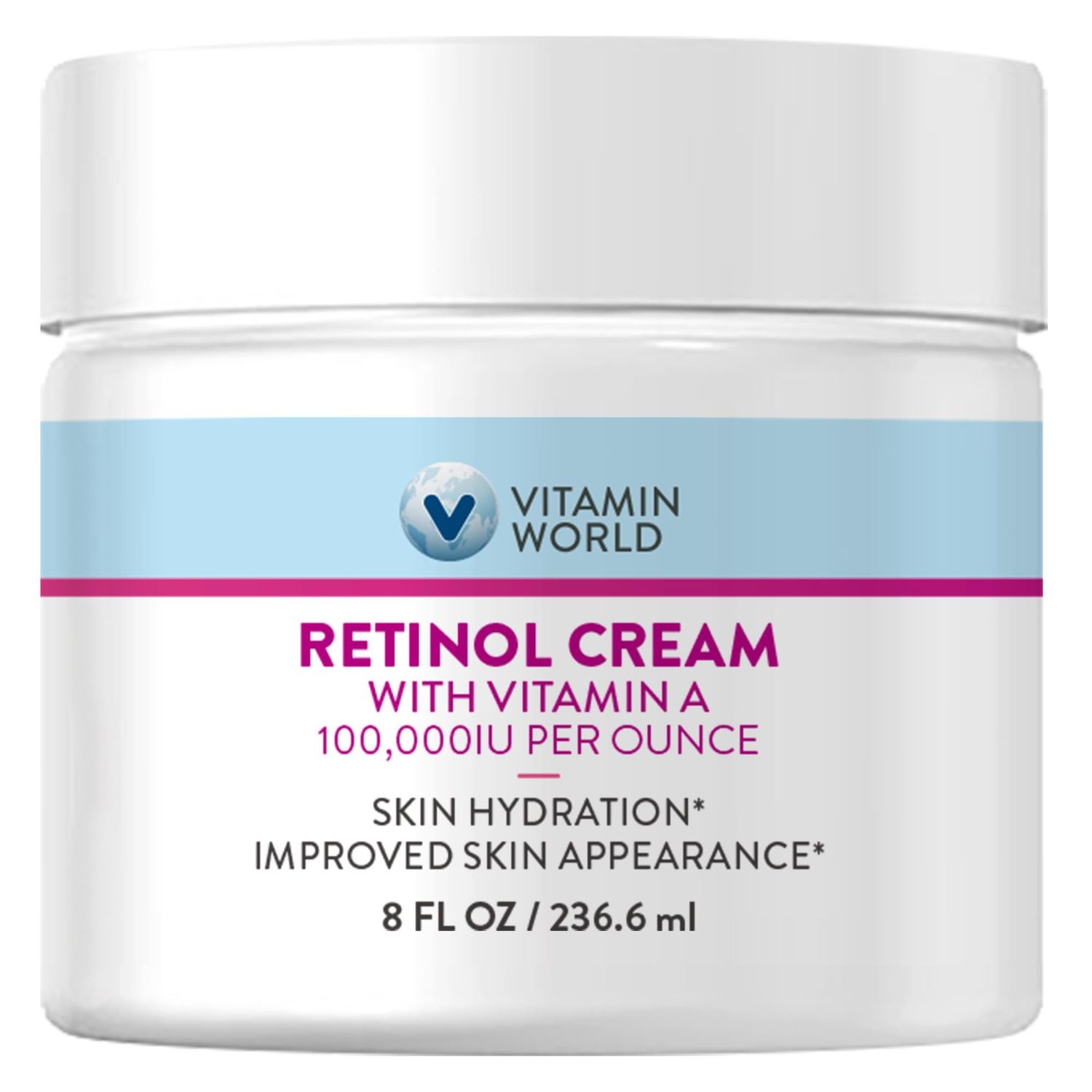 Vitamin World Retinol Cream 100,000 IU 8 oz., Vitamin A, Face Cream